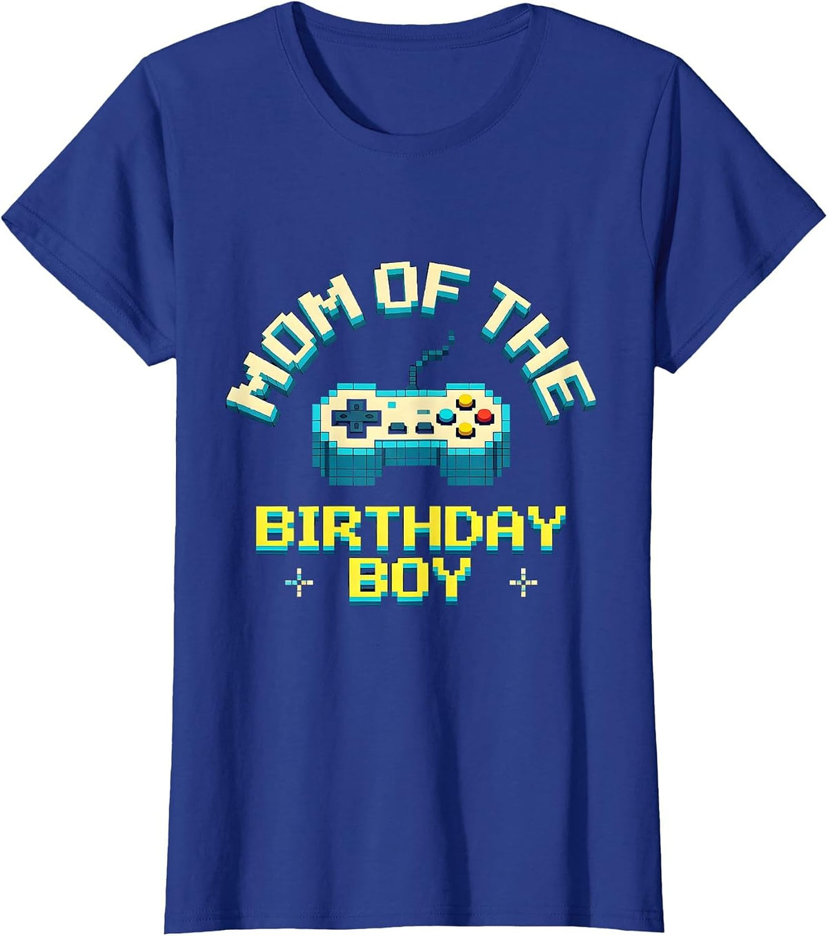 Women's Mom Of The Birthday Boy Pixel Art Gaming Birthday Party T-Shirt - Royal Blue