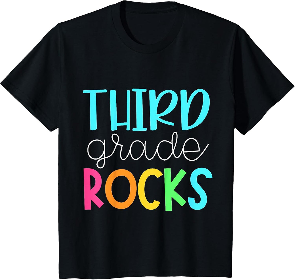 3rd Grade Rocks T-Shirt First Day of School Tee for Teachers and Students - Black