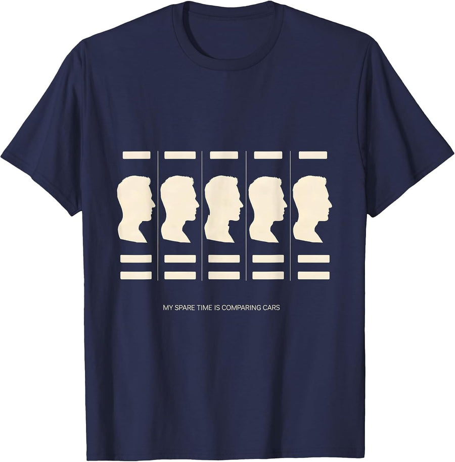 My Spare Time Is Comparing Cars Funny Car Enthusiast Car T-Shirt - Navy Blue