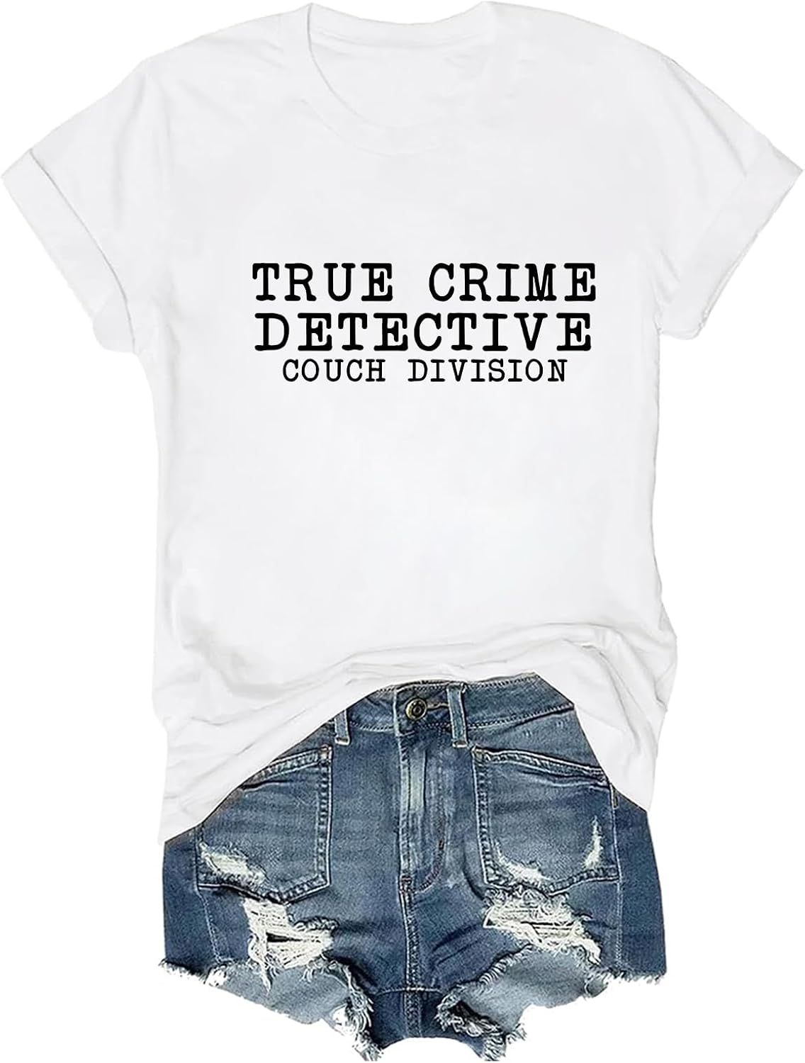 True Crime Detective Couch Division Shirt Detective Humor T-Shirt Funny Tee - White