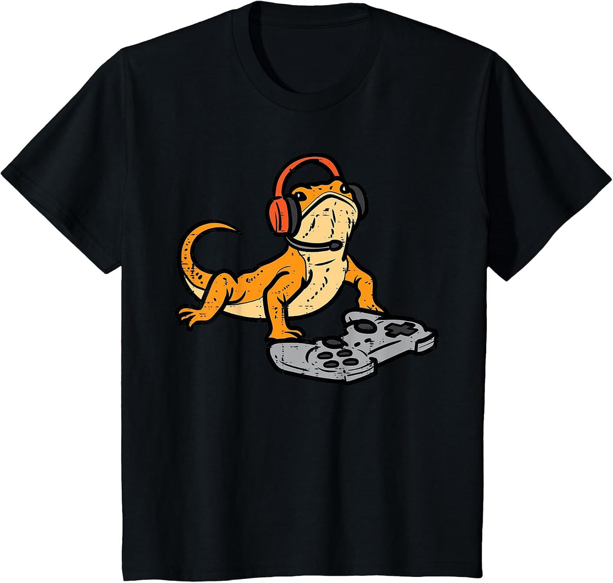 Bearded Dragon Video Gaming Funny Gamer Animal Men Boys Kids T-Shirt - Black