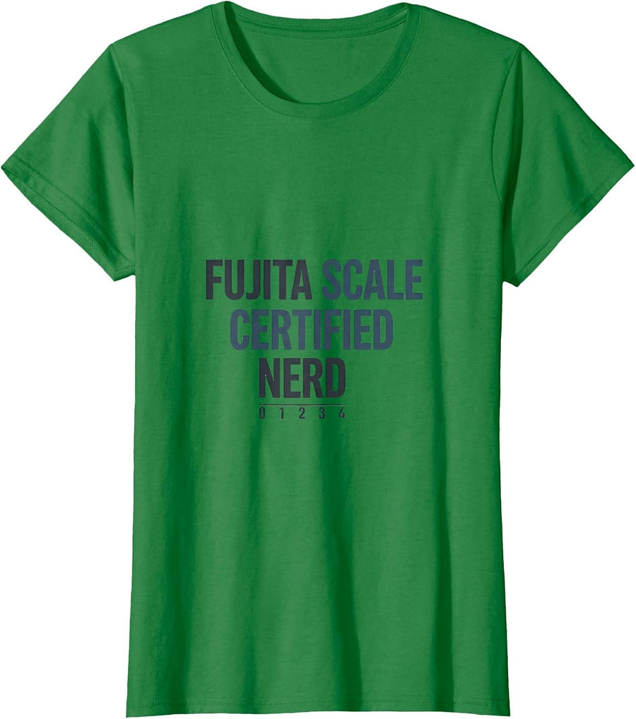 Women's Fujita Scale Certified Nerd Funny Storm Chaser Meteorology T-Shirt - Kelly Green