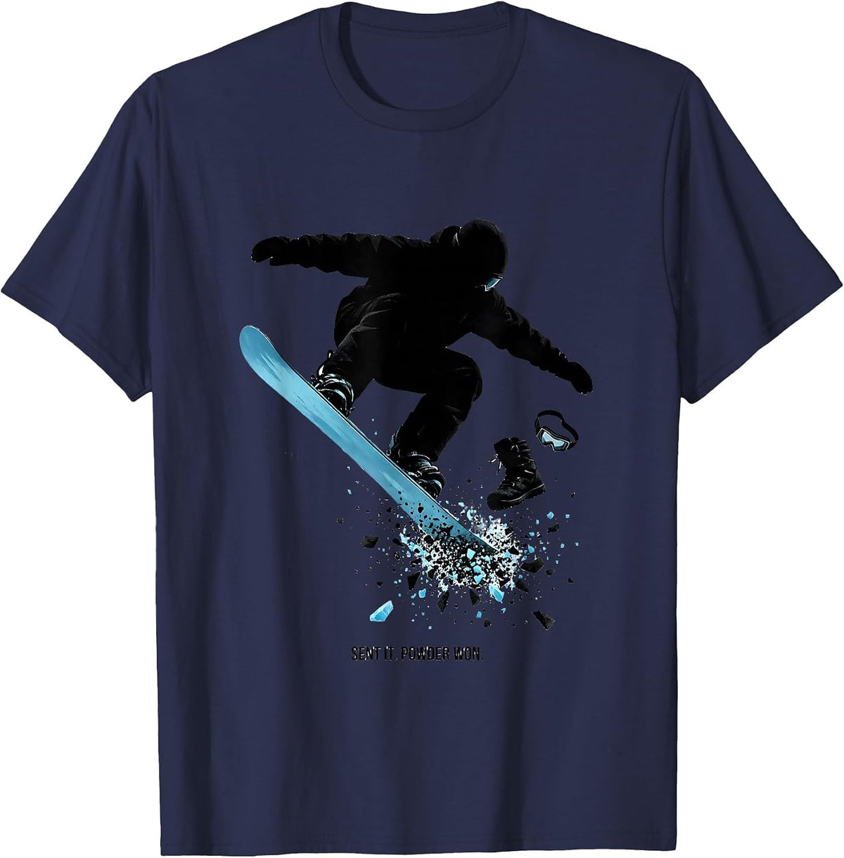 Sent It Powder Won Snowboarder Humor Vintage Skiing Gift T-Shirt - Navy Blue