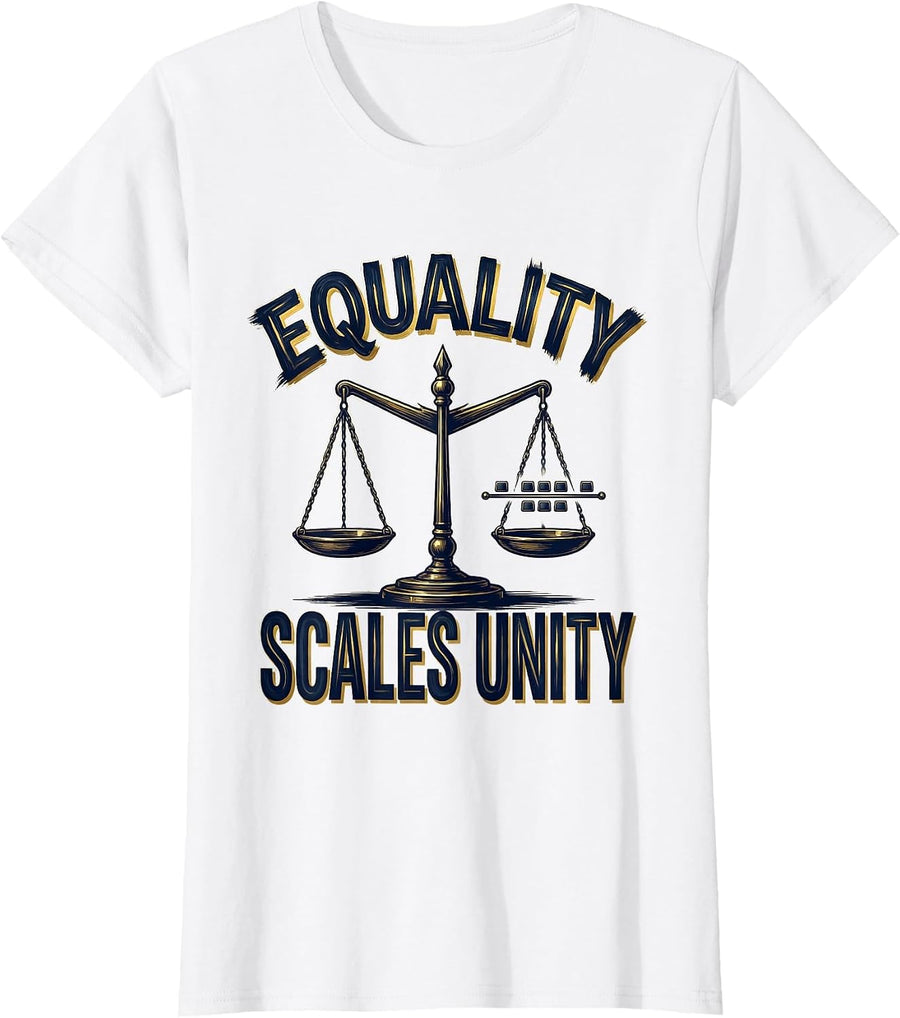Women's Equality Scales Unity Antiracism Math Symbol Social Justice T-Shirt - White