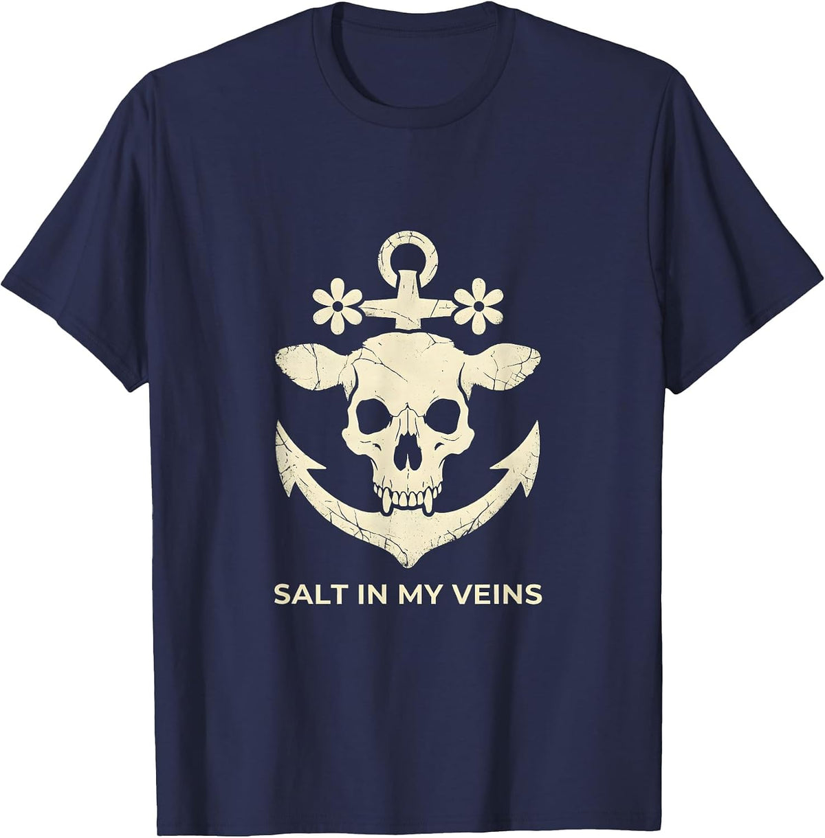 Men's Salt In My Veins Sailor Graphic Design T-Shirt - Navy Blue