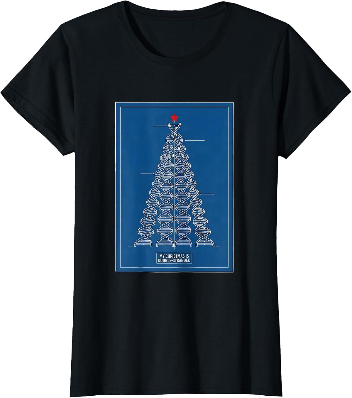 My Christmas Is Double-Stranded Technical Blueprint DNA T-Shirt - Black