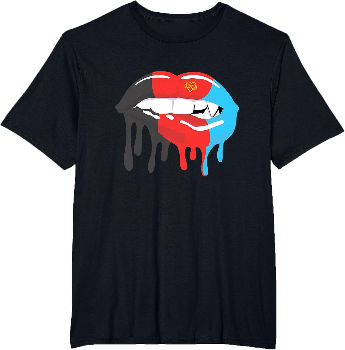 Polyamory Flag Mouth Poly Pride LGBTQ Lips T-Shirt - Black