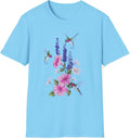 Floral Hummingbird Unisex T-Shirt, Nature Lover Gift, Spring Outfit, Floral Tee, Birthday Present, Casual Wear - Sky