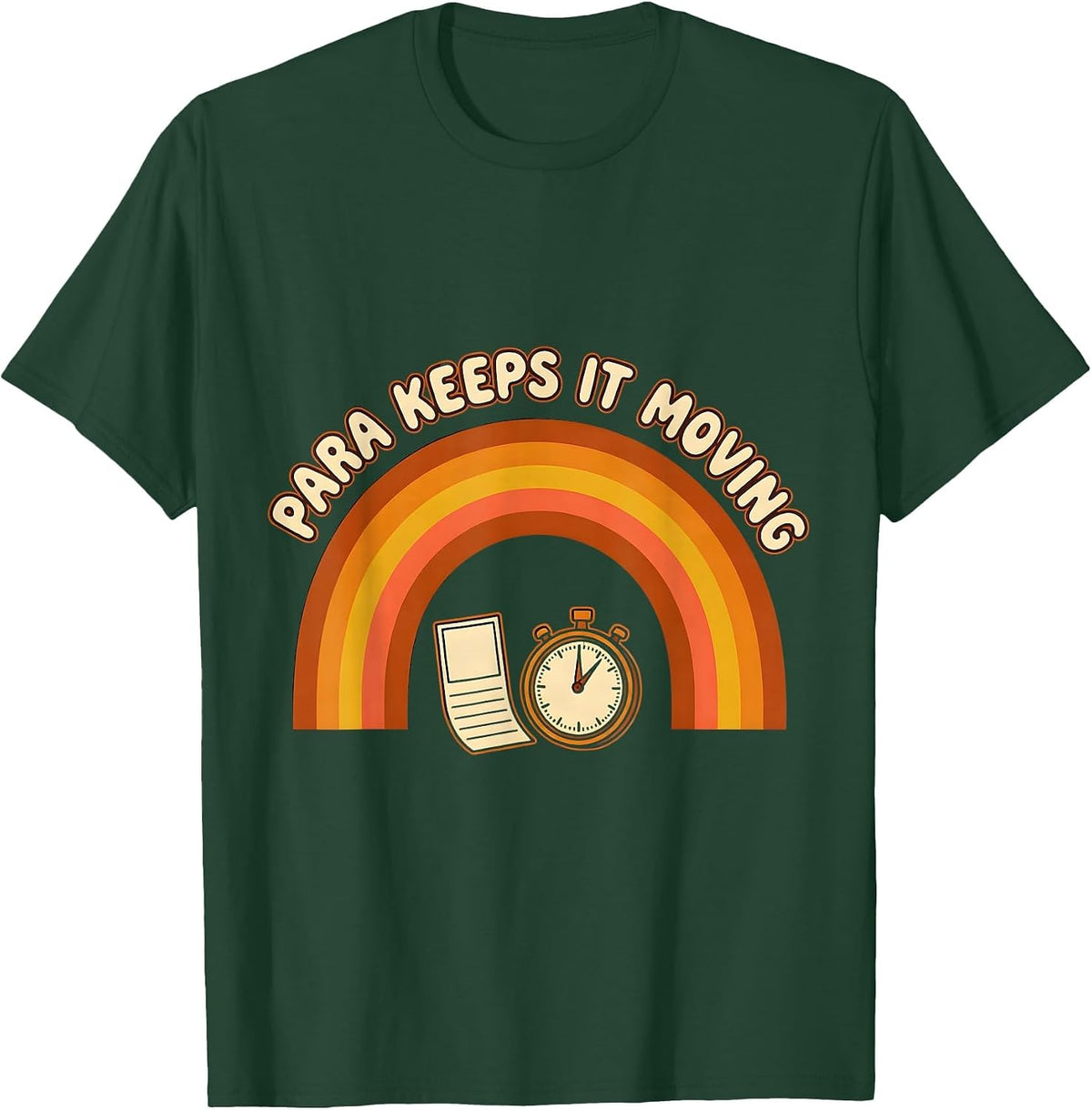 Para Keeps It Moving Retro 70s Paraprofessional Appreciation T-Shirt - Dark Green