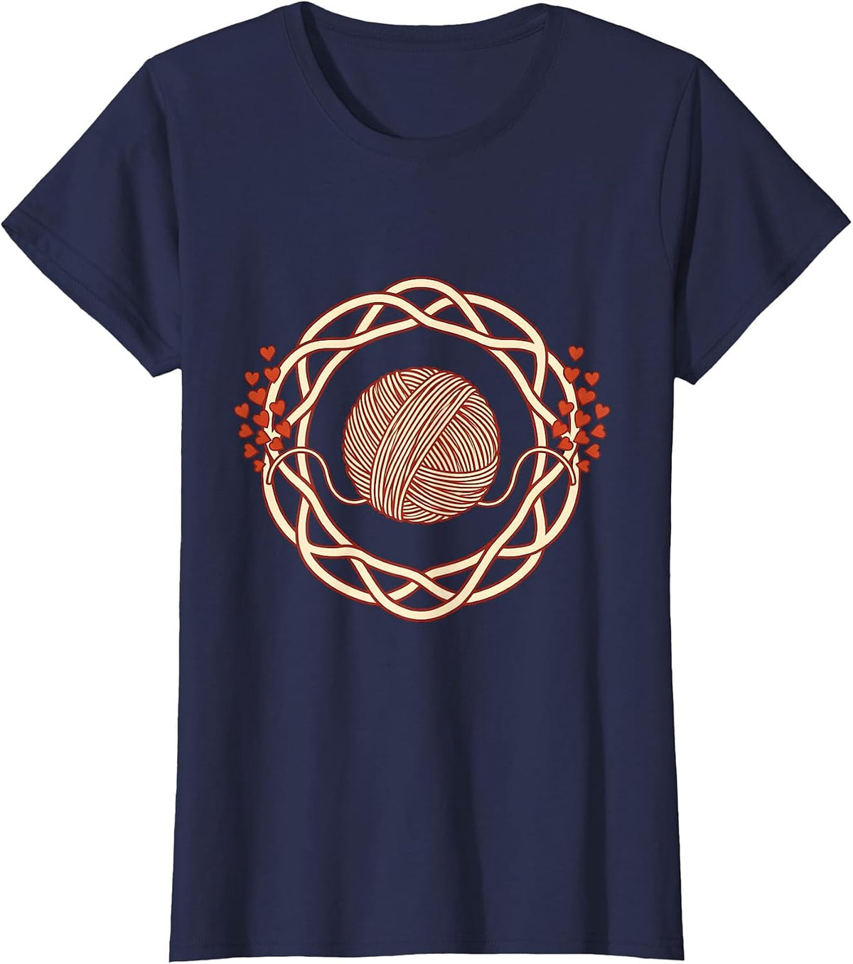 Women's Kindergarten Teacher Yarn Heart Graphic T-Shirt - Navy Blue