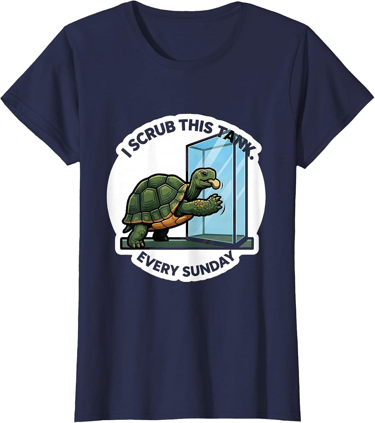 Women's I Scrub This Tank Every Sunday Funny Tortoise Lover Pet T-Shirt - Navy Blue