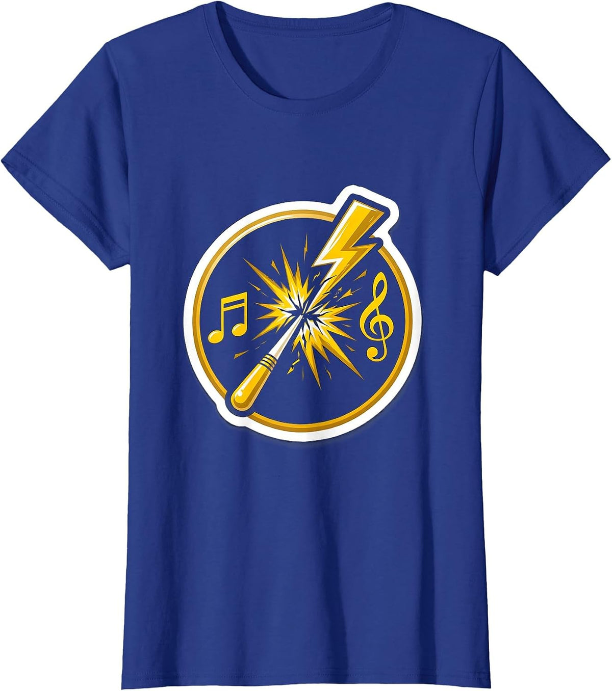 Women's Music Teacher Conductor Baton Lightning Bolt Graphic T-Shirt - Royal Blue