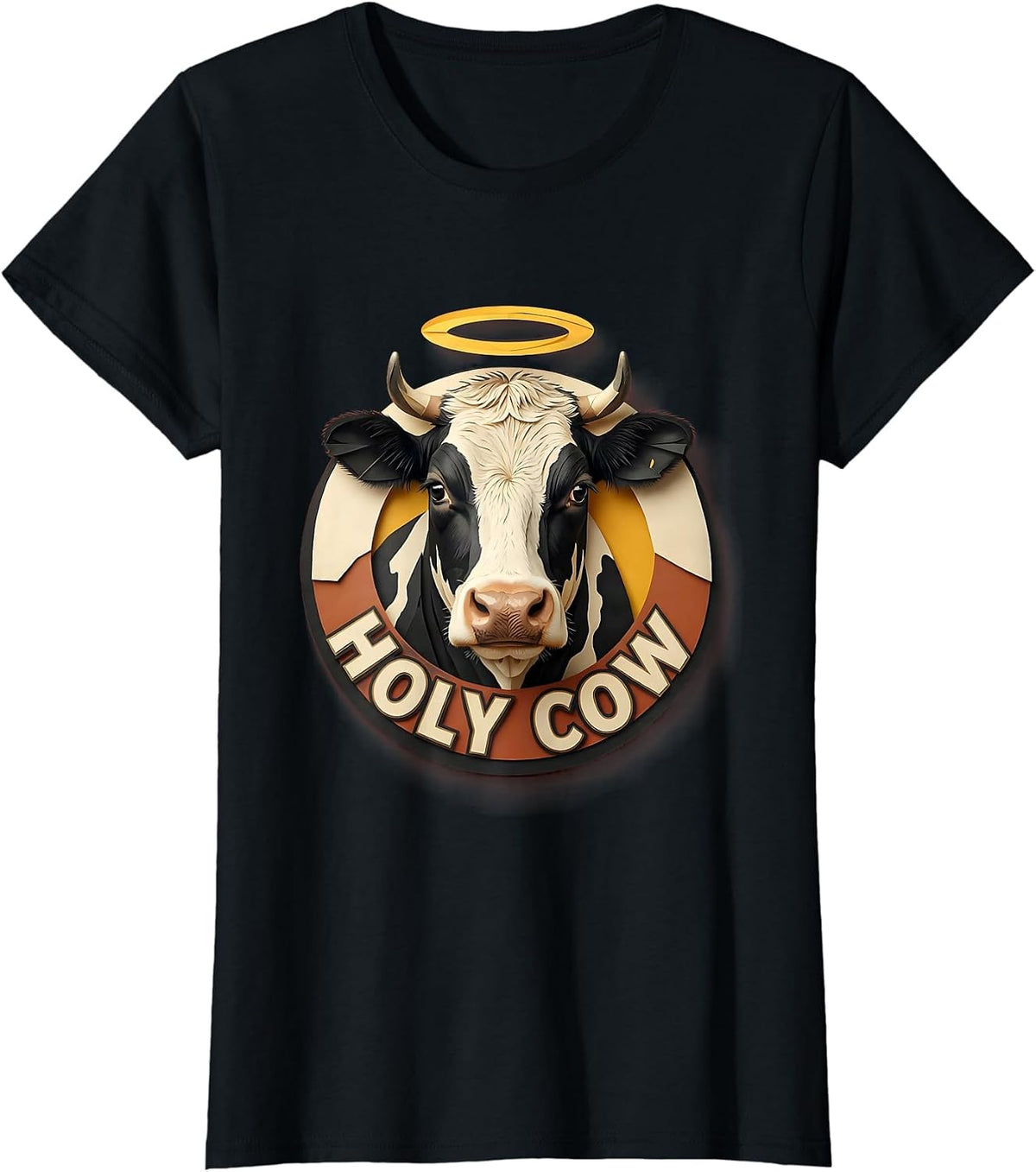 Holy Cow Funny Cattle Humor Design T-Shirt - Black