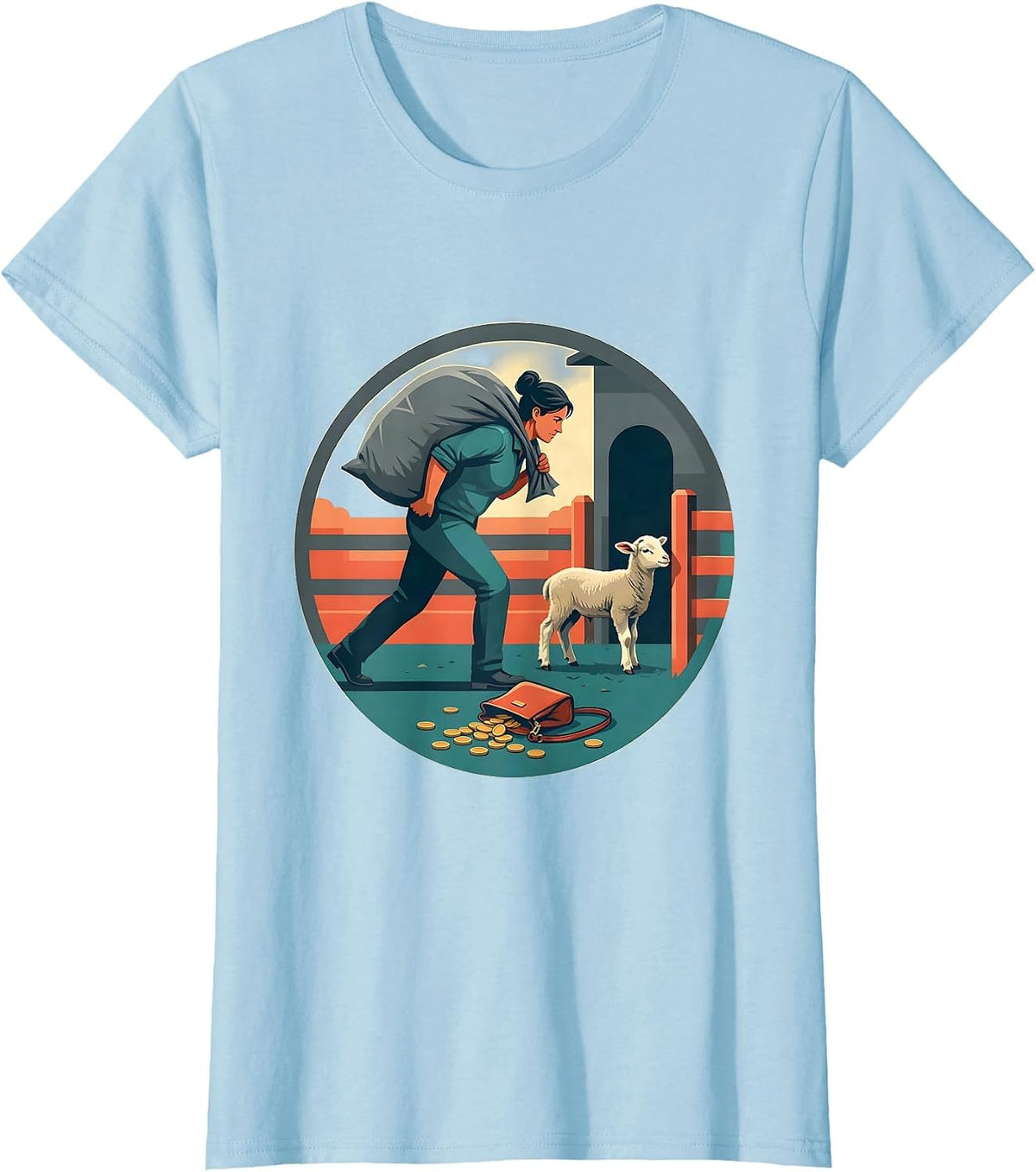 Women's Livestock Show Mom Badge Flat Vector Farm Humor T-Shirt - Baby Blue