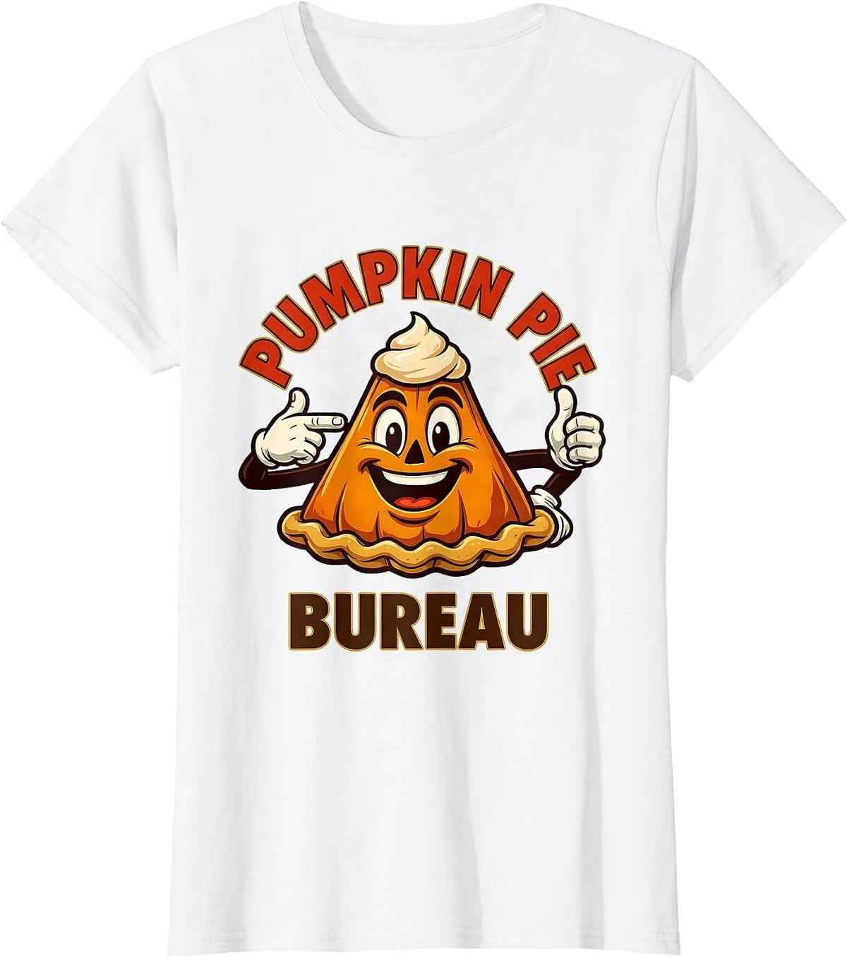 Pumpkin Pie Bureau Retro Advertising Mascot Thanksgiving T-Shirt - White