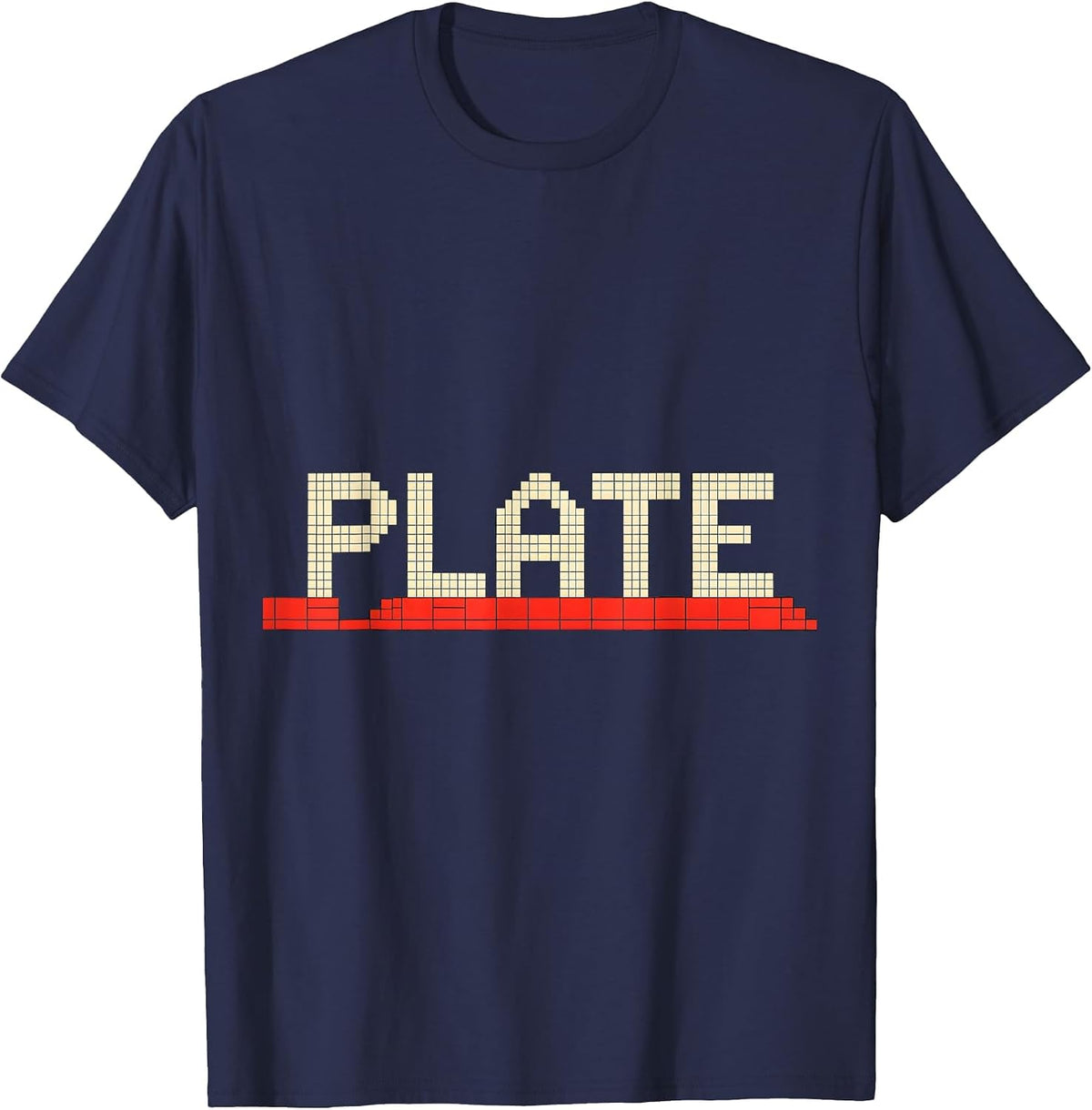 Men's Plate Pixel Art Shirt That Says Novelty Deadpan Humor T-Shirt - Navy Blue