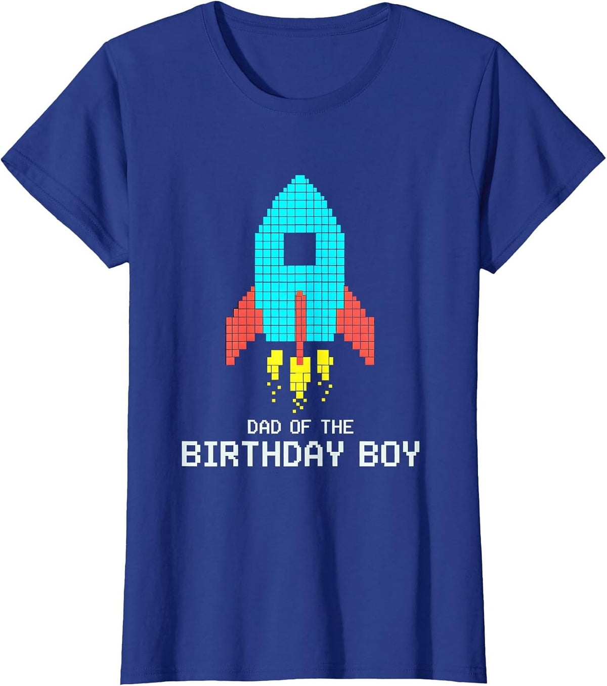 Women's Dad Of The Birthday Boy Pixel Art Family Matching Party T-Shirt - Royal Blue