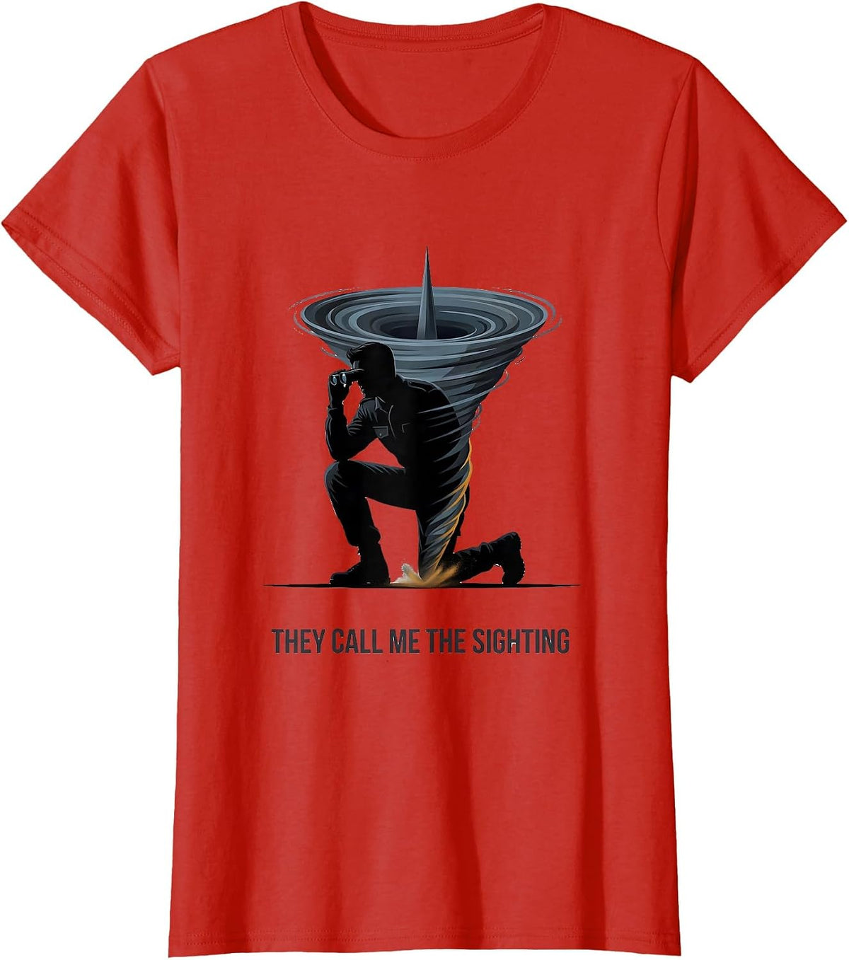 Women's They Call Me The Sighting Editorial Conceptual Storm Chaser T-Shirt - Red