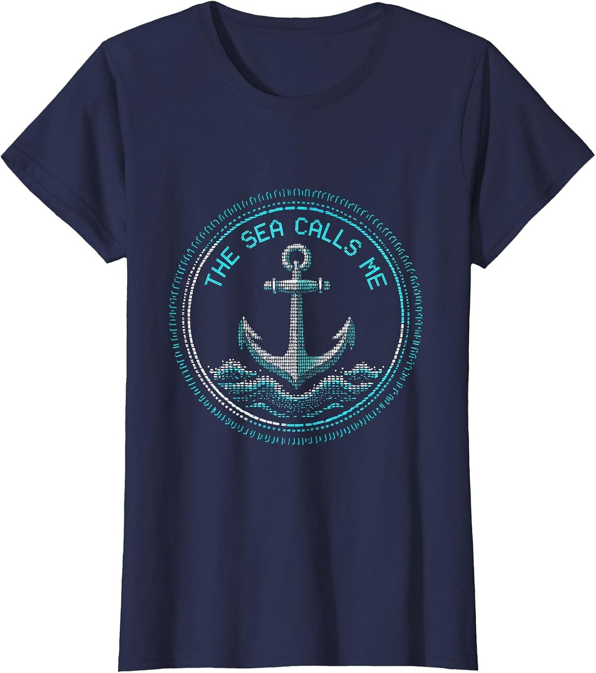 Women's The Sea Calls Me Navy Ocean Lover Design T-Shirt - Navy Blue