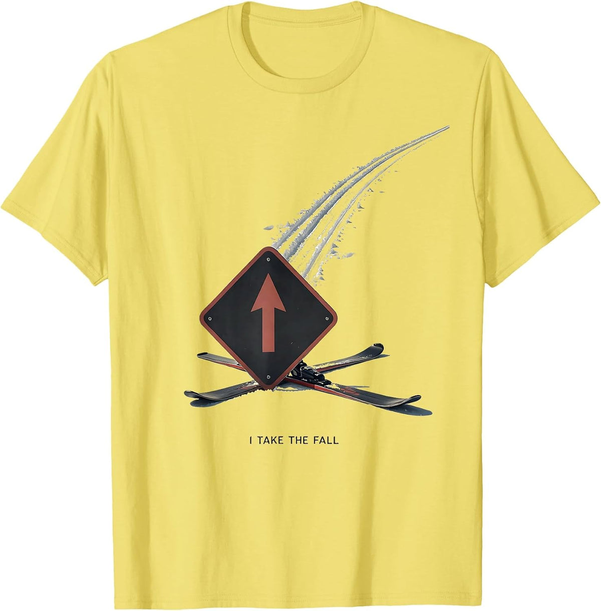 Men's I Take The Fall Funny Ski Humor Ski Lover Gift T-Shirt - Lemon Yellow