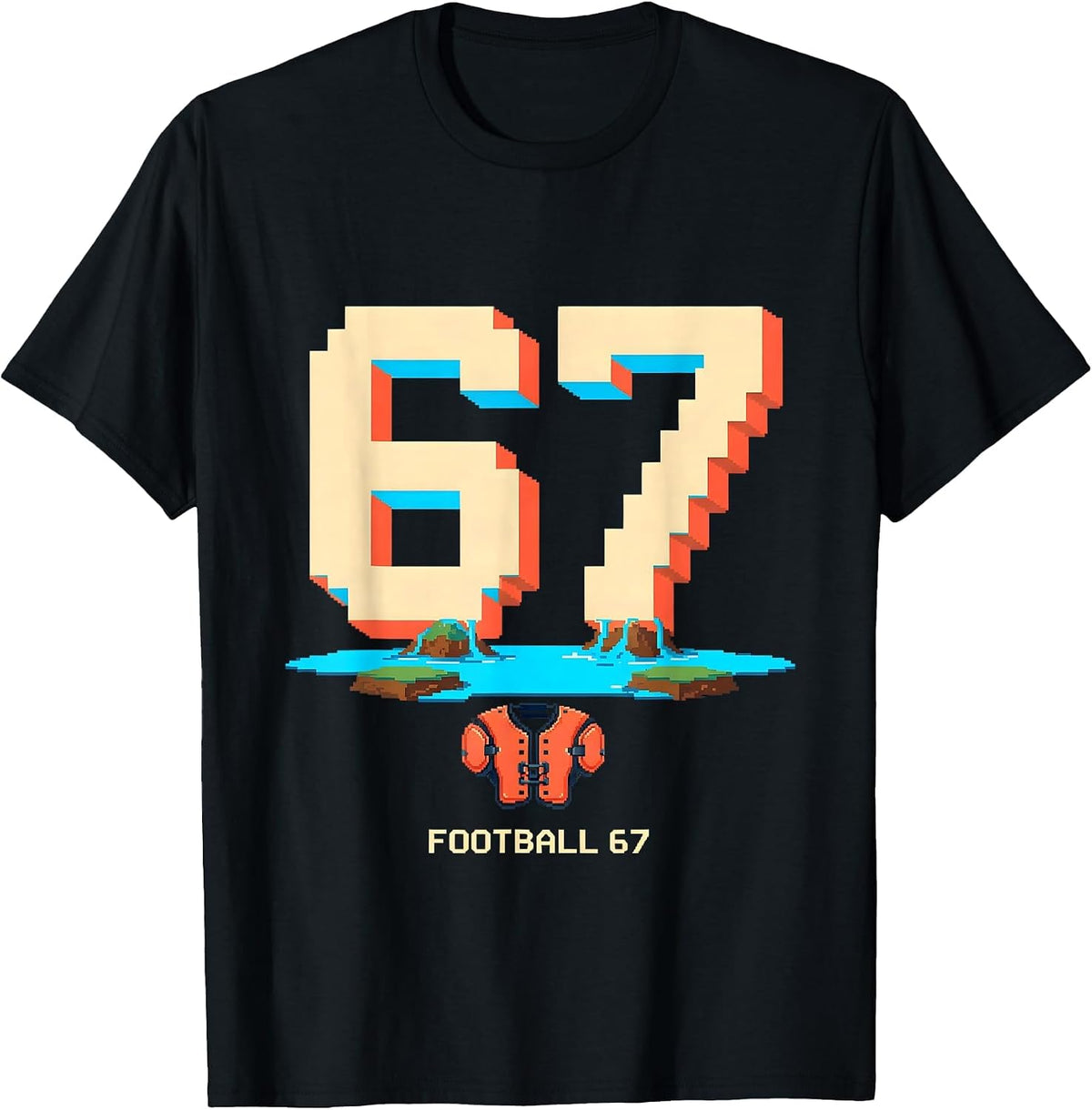 Men's Football 67 Pixel Art Sports Meme Birthday Gift T-Shirt - Black