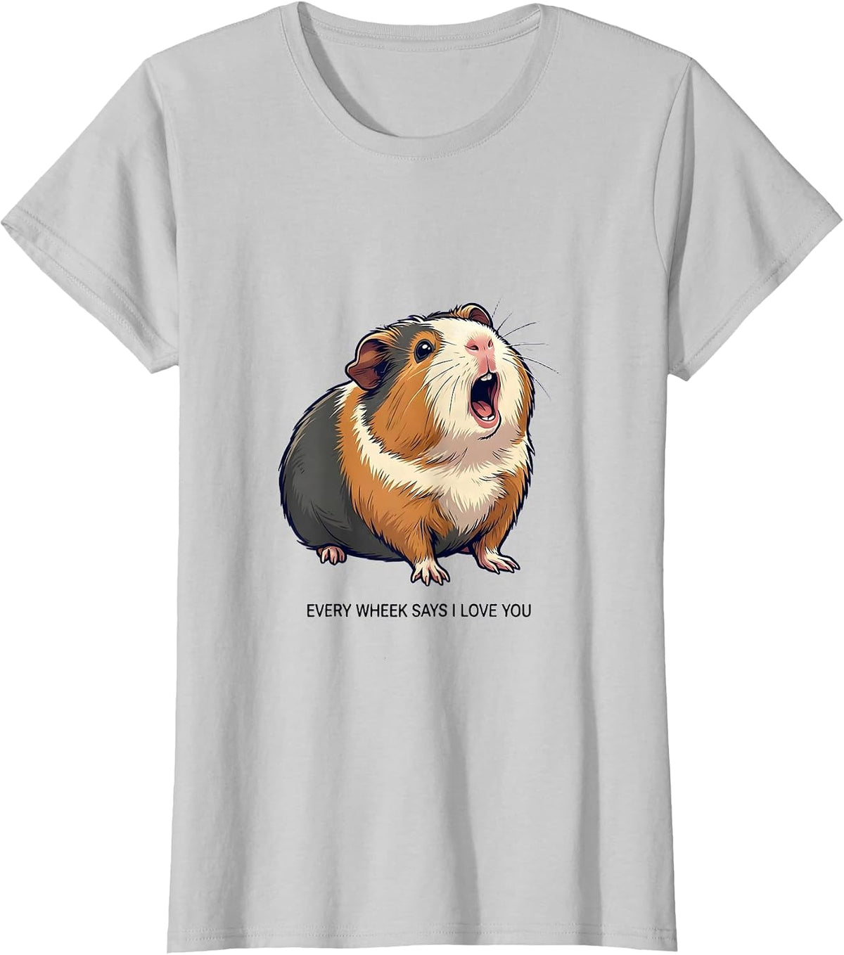 Every Wheek Says I Love You Cute Kawaii Guinea Pig Lover T-Shirt - Silver Grey