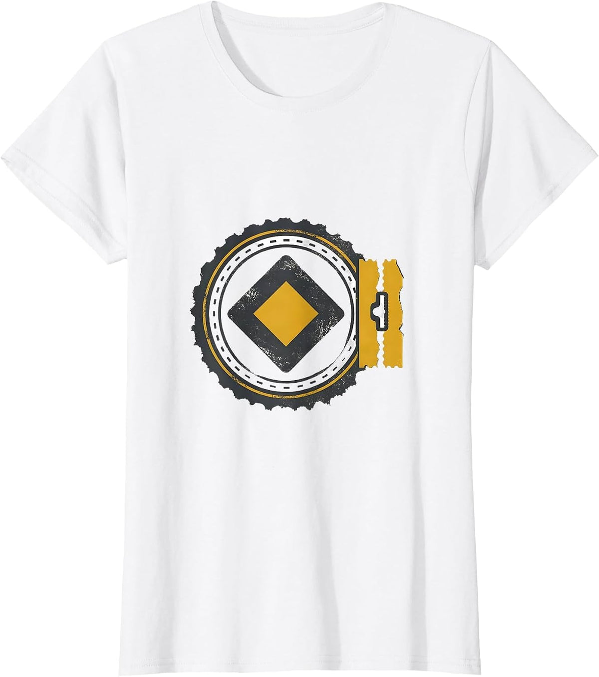 Women's Lift Ticket Badge Double Diamond Ski Snowboard Humor T-Shirt - White