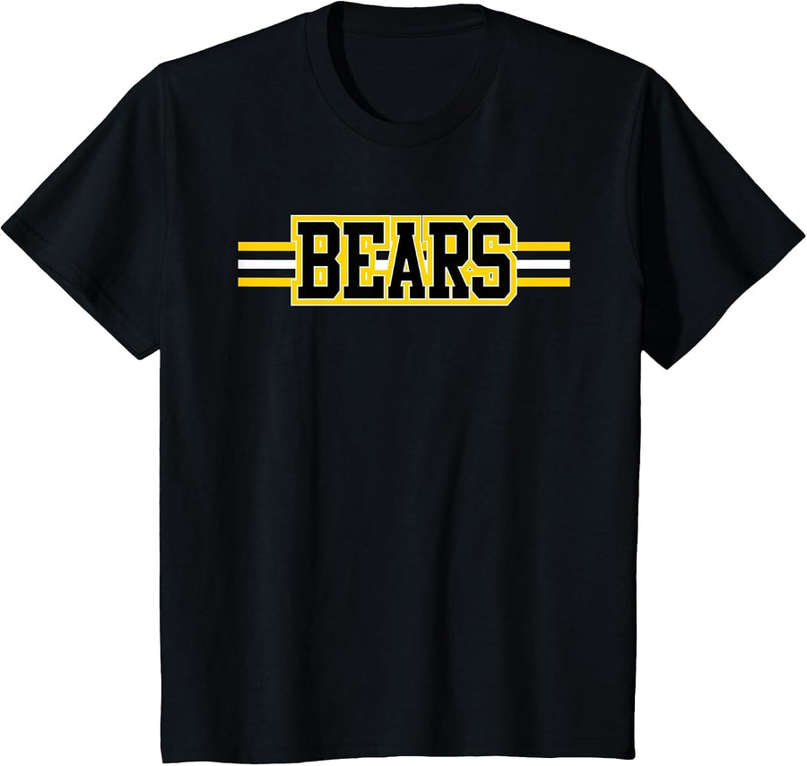 Bears School Spirit Mascot Bear Pride Yellow Bears Teacher T-Shirt - Black