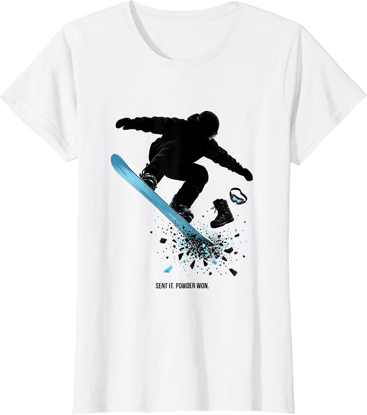 Sent It Powder Won Snowboarder Humor Vintage Skiing Gift T-Shirt - White