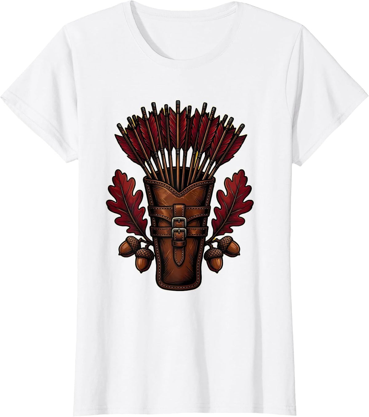 Hunting Arrows Leather Quiver Illustration T-Shirt - White