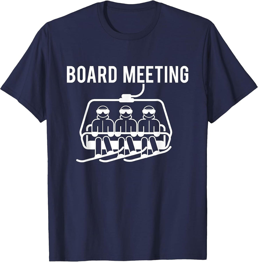 Board Meetings - Wintersports Lover Snowboarding Snowboarder T-Shirt - Navy Blue
