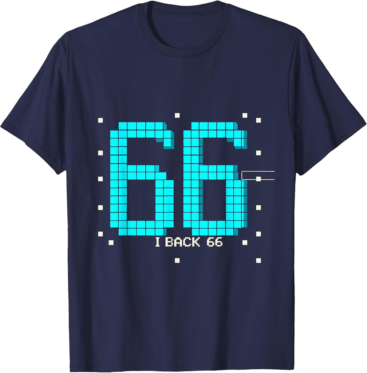 I Back 66 Pixel Art Lucky Number Novelty T-Shirt - Navy Blue