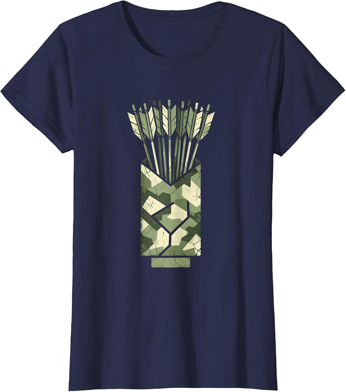 Women's Camo Arrows Quiver Bundle Illustration T-Shirt - Navy Blue