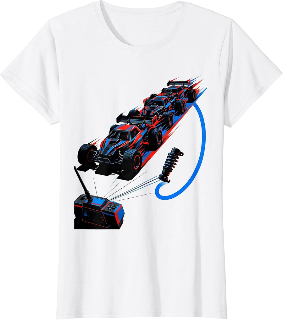 Women's RC Truck Silhouettes Futurist Dynamism Hobbyist Gift T-Shirt - White