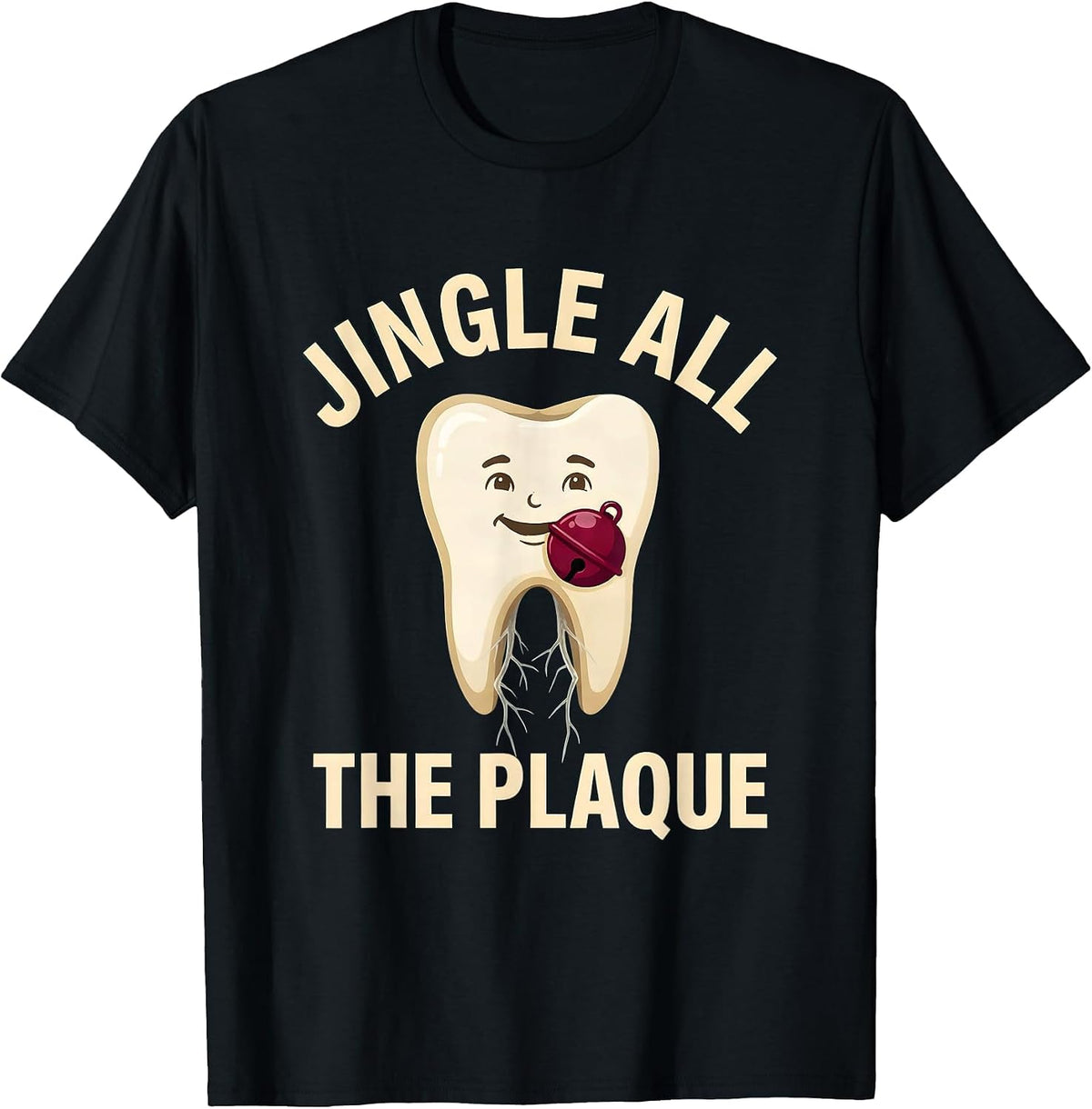 Men's Jingle All the Plaque Funny Dental Christmas Dentist Team T-Shirt - Black