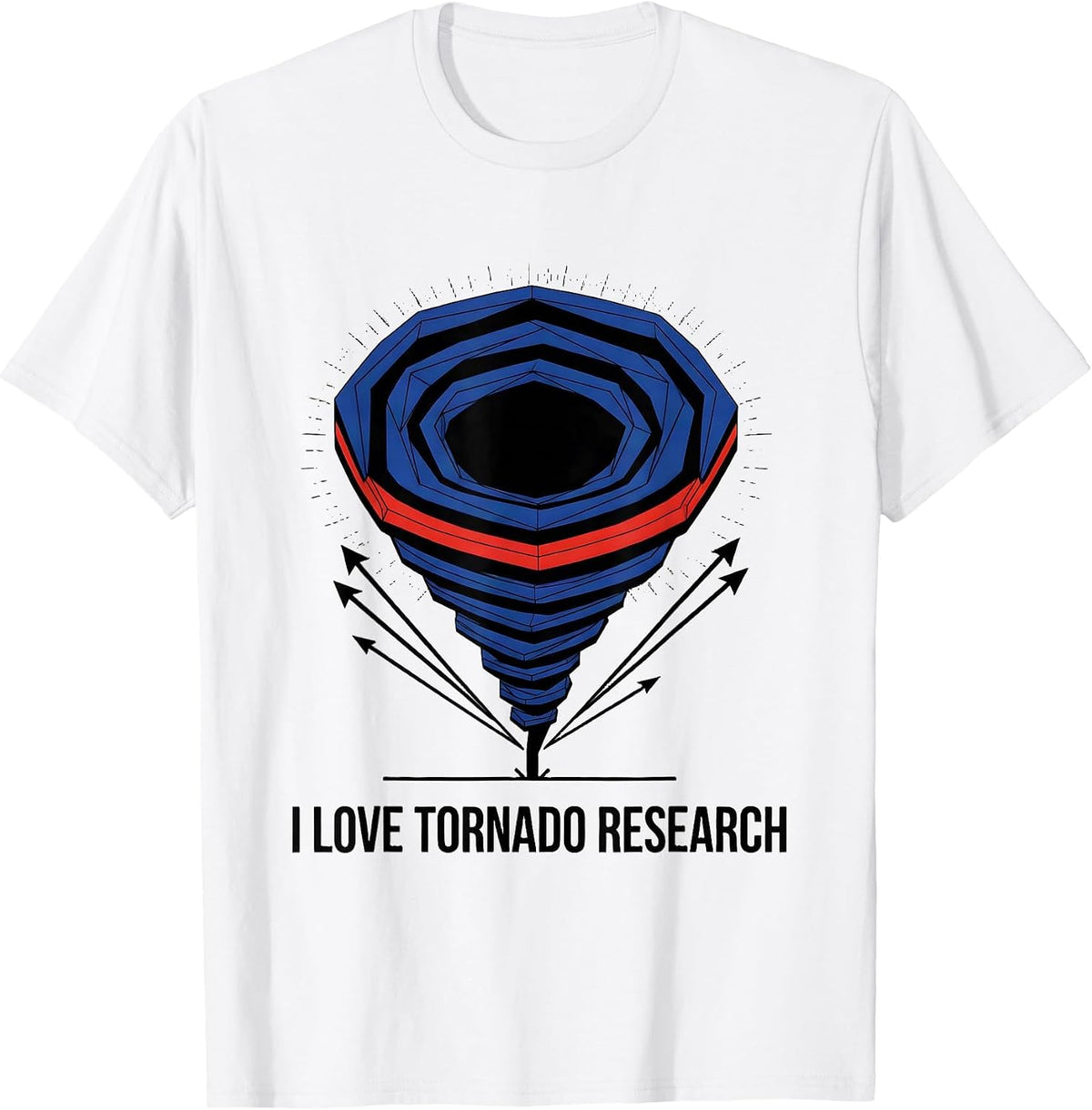Men's I Love Tornado Research Geometric Storm Chaser Meteorology T-Shirt - White