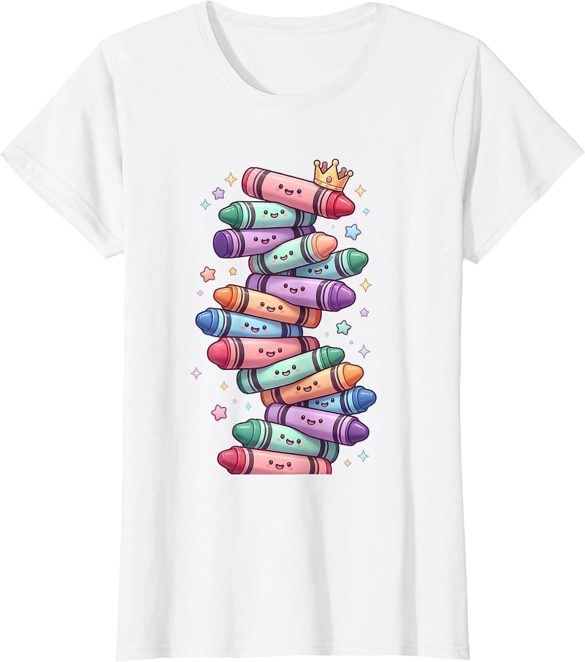 Women's Impossible Crayon Tower Stacked Sky High T-Shirt - White
