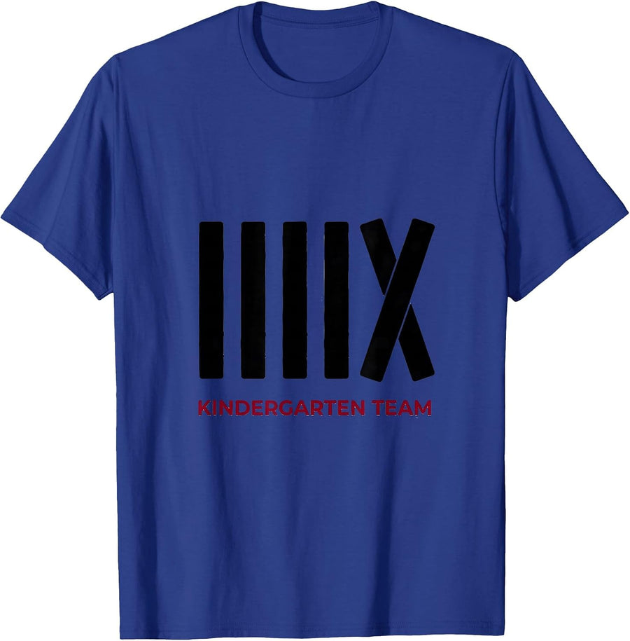 Kindergarten Team Funny Teacher Crew Back To School T-Shirt - Royal Blue