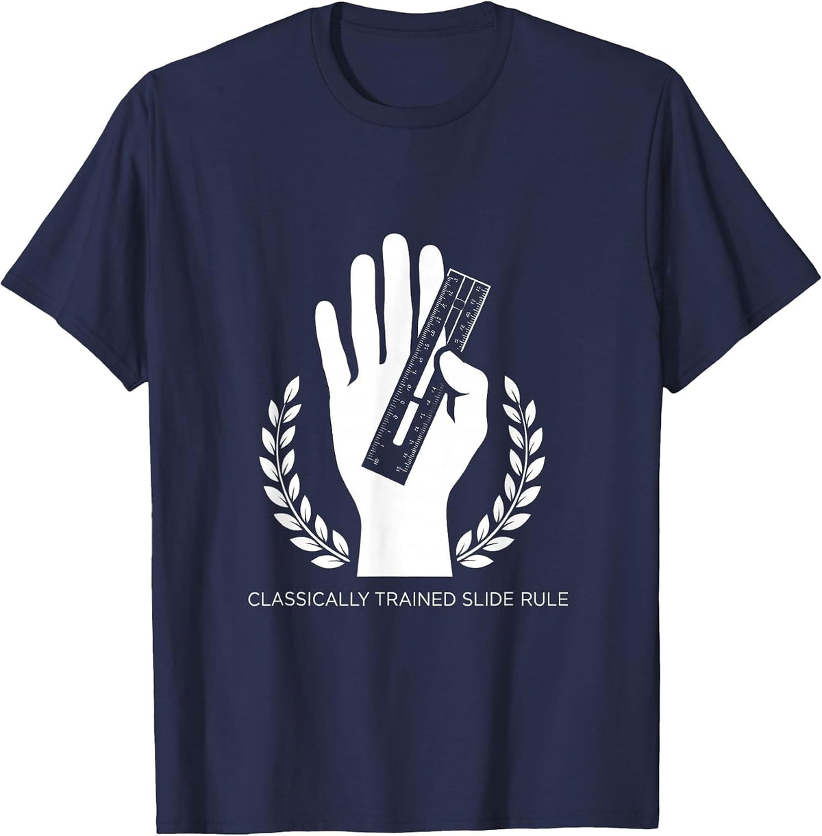 Classically Trained Slide Rule Retro Math Engineer Nostalgia T-Shirt - Navy Blue