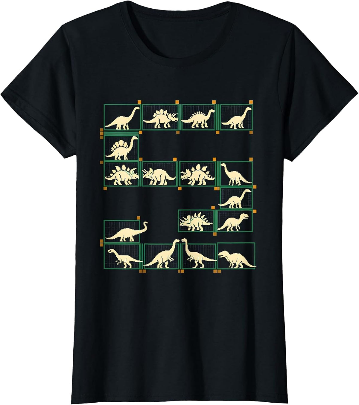 Women's Dinosaur Alphabet Pixel Art Kids Learning Gift T-Shirt - Black