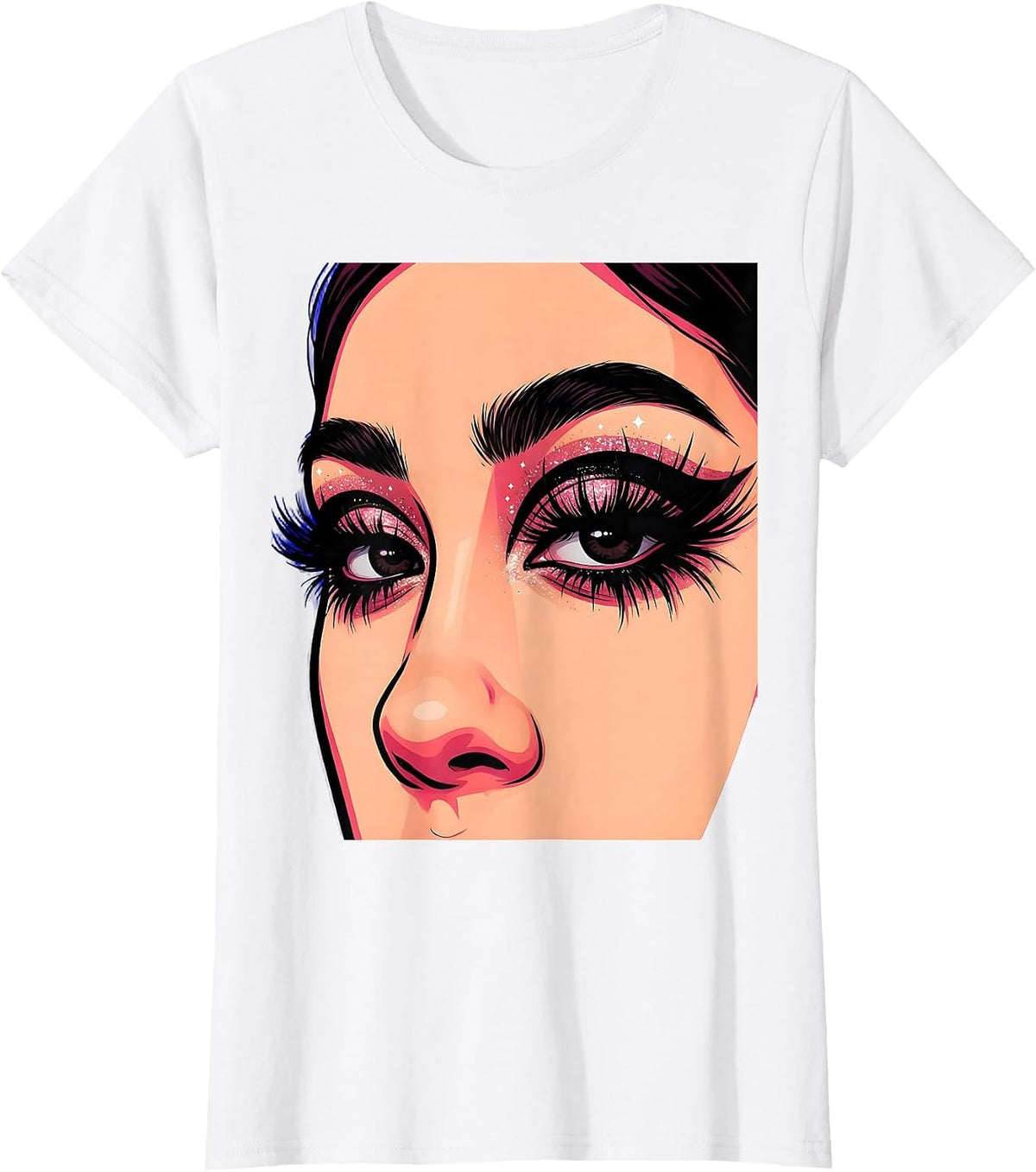 Raccoon Eyeliner Extreme Closeup 2000s Portrait T-Shirt - White