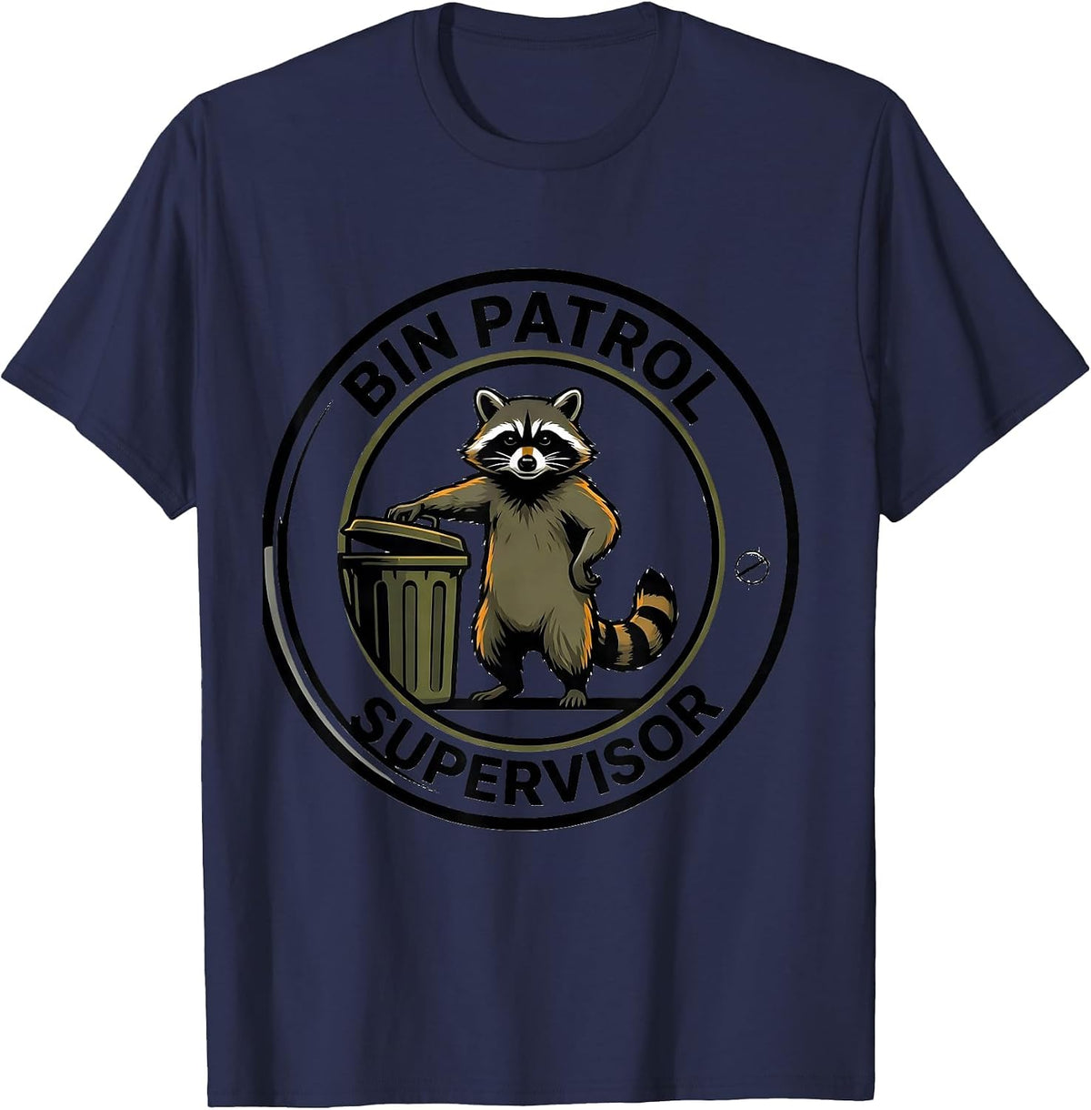 Men's Bin Patrol Supervisor Funny Jimothy Raccoon Trash Panda Meme T-Shirt - Navy Blue