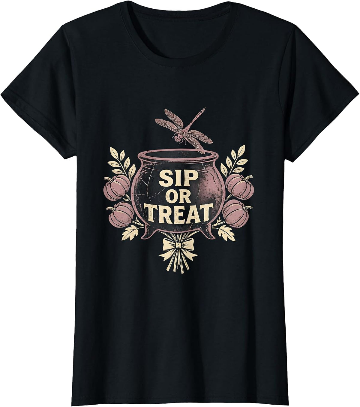 Sip Or Treat Halloween Coffee Lover Design T-Shirt - Black
