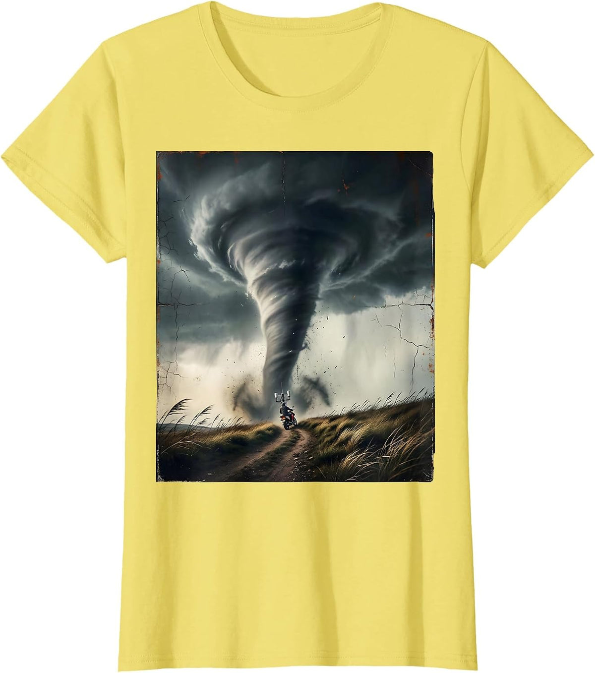 Women's Towering Tornado Storm Chaser Meteorology Enthusiast T-Shirt - Lemon Yellow
