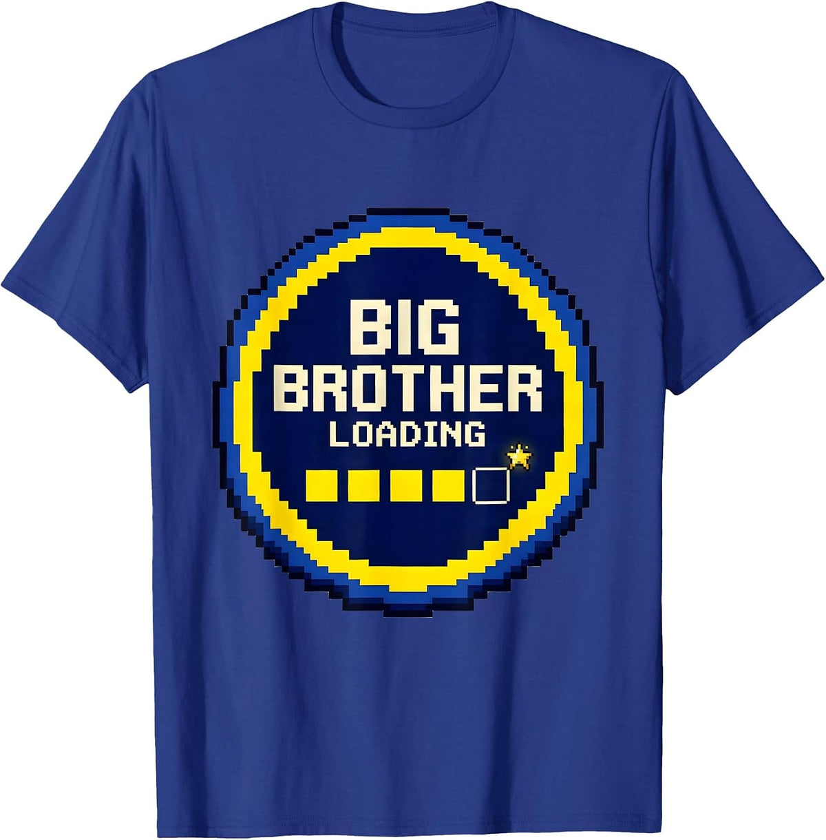 Big Brother Loading Pixel Art Funny Sibling Announcement T-Shirt - Royal Blue