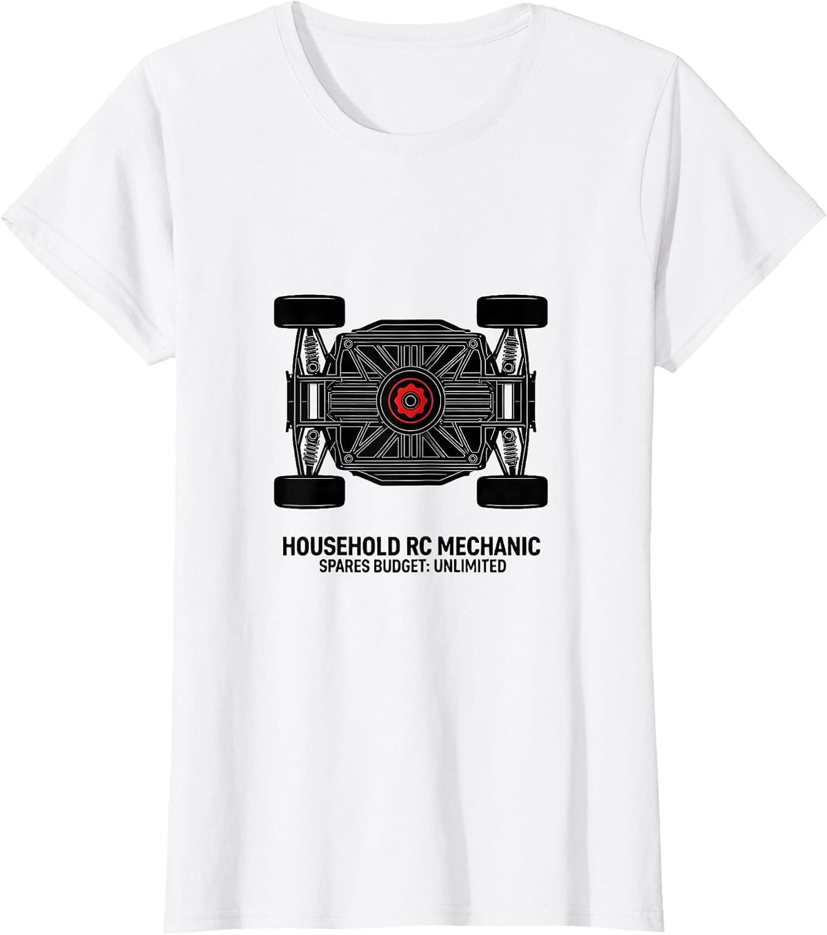 Women's Household RC Mechanic Spares Budget Unlimited RC Racer T-Shirt - White