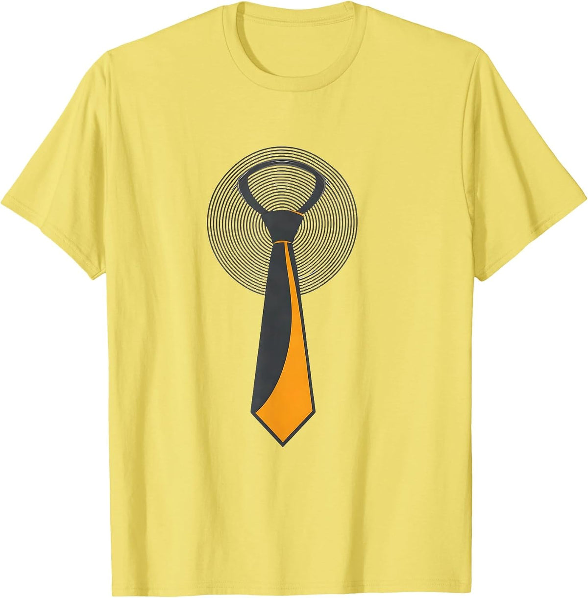 Men's Tornado Funnel Necktie Conceptual Storm Chaser Humor T-Shirt - Lemon Yellow