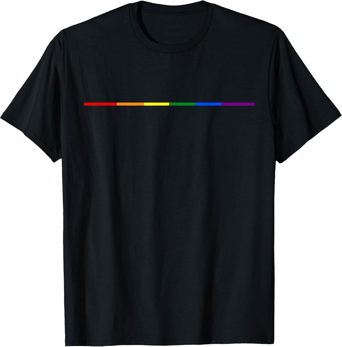 Minimalist LGBTQ+ Pride Rainbow Line Aesthetic Tees T-Shirts for Men Women - Black