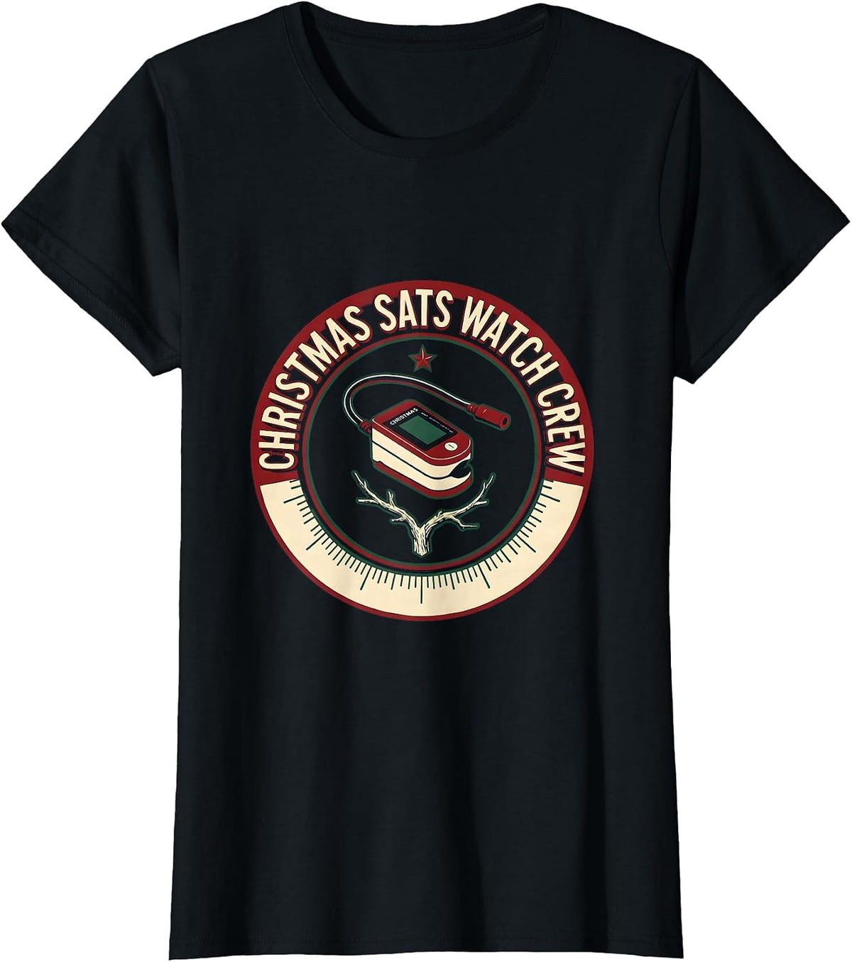 Christmas Sats Watch Crew Respiratory Therapist RT T-Shirt - Black