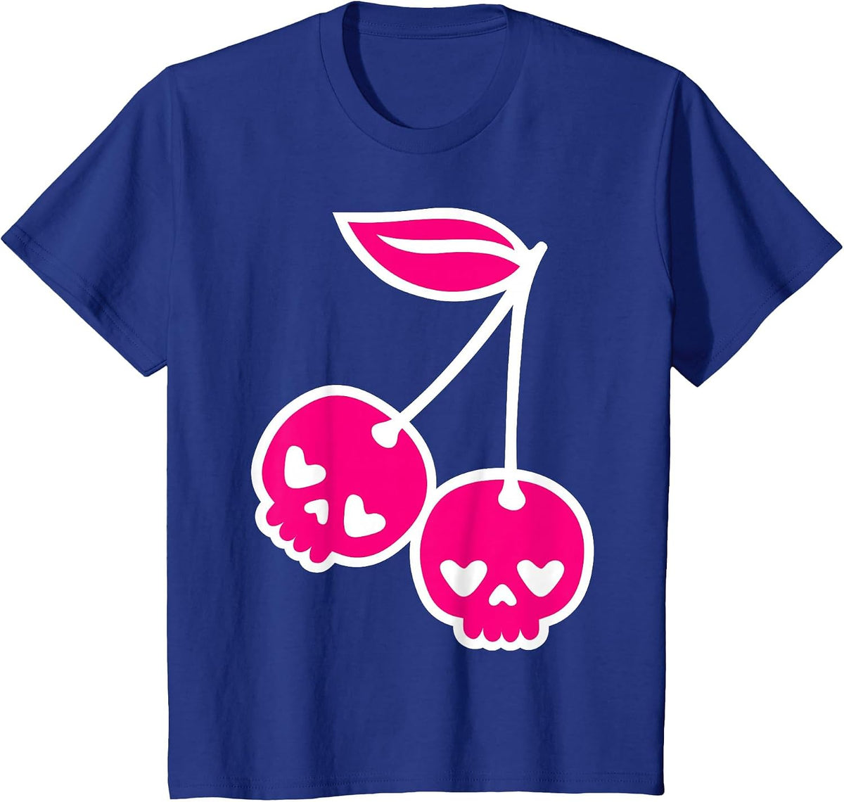 Pastel Goth Kawaii Punk Cherry Skulls T-Shirt - Royal Blue